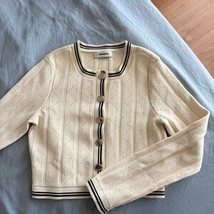Sandro Cream Button-Up Cardigan